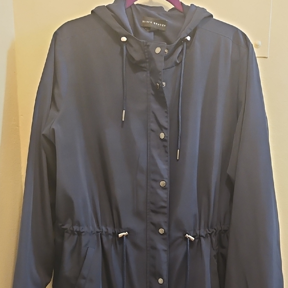 Navy Blue Rain Jacket by Brave Soul